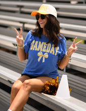 Load image into Gallery viewer, Game Day Gingham Bow Royal Tee
