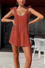 Load image into Gallery viewer, Full Size Scoop Neck Tie Shoulder Romper
