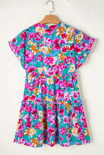 Load image into Gallery viewer, Ruffled Printed Notched Short Sleeve Mini Dress
