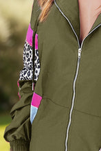 Load image into Gallery viewer, Leopard Zip Up Long Sleeve Hooded Jacket
