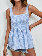 Load image into Gallery viewer, Smocked Plaid Square Neck Tank
