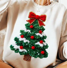 Load image into Gallery viewer, Faux Tufted Christmas Tree Graphic Tee and Sweatshirt
