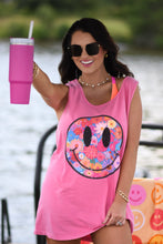 Load image into Gallery viewer, Neon Floral Smiley Tank/Tee
