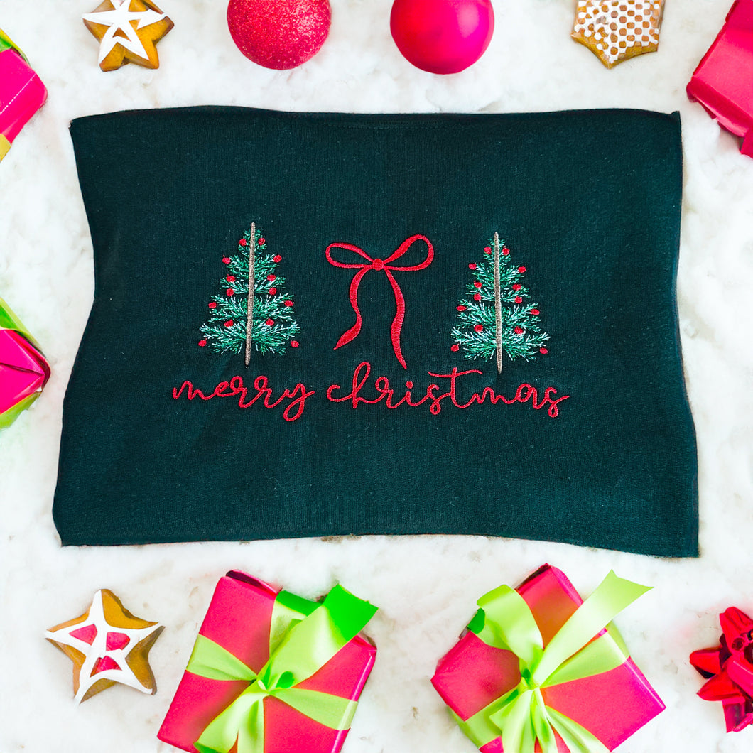 Merry Christmas trees and bow