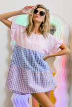 Load image into Gallery viewer, BiBi Plaid Color Block Tiered Top
