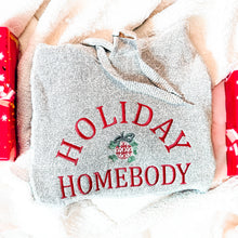 Load image into Gallery viewer, Holiday homebody embroidered knit fleece
