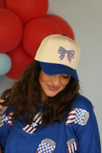 Load image into Gallery viewer, **SALE** Blue Patriotic embroidered Bow Hat

