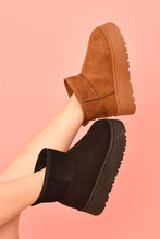 Load image into Gallery viewer, WILD DIVA Suede Round Toe Platform Booties
