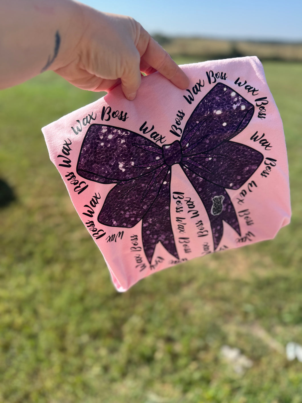 Wax boss Purple faux glitter bow