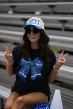 Load image into Gallery viewer, Blue Faux Glitter Football Tee
