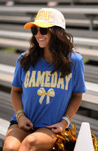 Load image into Gallery viewer, Game Day Gingham Bow Royal Tee
