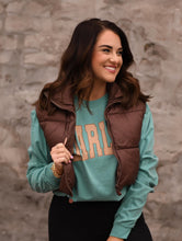 Load image into Gallery viewer, *SALE* RTS Brown Cropped Puffer Vest
