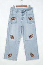 Load image into Gallery viewer, PREORDER: Football Sequin Patch Jeans 8.3.26
