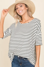 Load image into Gallery viewer, BOMBOM Striped Round Neck T-Shirt
