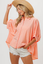 Load image into Gallery viewer, BiBi Plaid Button Up Dolman Sleeve Shirt
