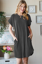 Load image into Gallery viewer, Heimish Full Size Ribbed Round Neck Short Sleeve Tee Dress
