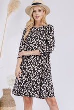 Load image into Gallery viewer, Celeste Full Size Leopard Three-Quarter Sleeve Dress with Pockets
