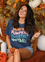 Load image into Gallery viewer, Bonfires Pumpkins Sweaters Football Tee
