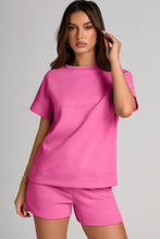 Load image into Gallery viewer, Textured Round Neck T-Shirt and Shorts Set
