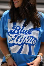 Load image into Gallery viewer, Blue and White Retro Tee
