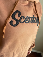 Load image into Gallery viewer, Scentsy glitter applique - Cognac hoodie with side slit
