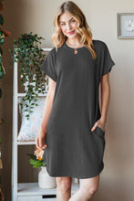 Load image into Gallery viewer, Heimish Full Size Ribbed Round Neck Short Sleeve Tee Dress
