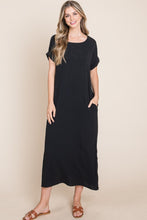 Load image into Gallery viewer, BOMBOM Round Neck Short Sleeve Midi Dress with Pockets
