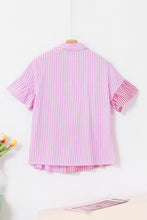 Load image into Gallery viewer, Striped Button Up Flounce Sleeve Shirt
