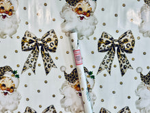 Load image into Gallery viewer, RTS Leopard Santa &amp; Bows Wrapping Paper Roll
