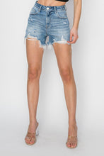 Load image into Gallery viewer, RISEN High Rise Frayed Hem Denim Shorts
