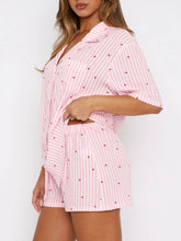 Load image into Gallery viewer, Valentine&#39;s Day Printed Collared Neck Short Sleeve Top and Shorts Set
