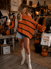 Load image into Gallery viewer, PREORDER: The Fireside Stripe Knit Sweater 8.3.26
