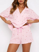 Load image into Gallery viewer, Valentine&#39;s Day Printed Collared Neck Short Sleeve Top and Shorts Set
