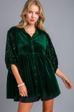 Load image into Gallery viewer, Umgee Sequin Detail Tiered Back Half Sleeve Shirt
