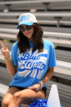 Load image into Gallery viewer, Blue and White Retro Tee
