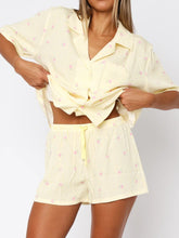 Load image into Gallery viewer, Valentine&#39;s Day Printed Collared Neck Short Sleeve Top and Shorts Set
