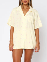 Load image into Gallery viewer, Valentine&#39;s Day Printed Collared Neck Short Sleeve Top and Shorts Set
