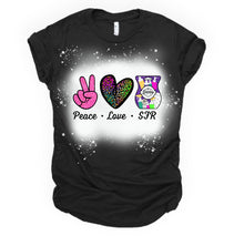 Load image into Gallery viewer, Peace love SFR- bleached and solid tee
