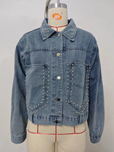 Load image into Gallery viewer, PREORDER: Studded jean jacket  8.3.26
