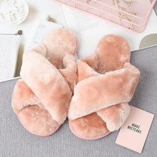 Load image into Gallery viewer, Faux Fur Crisscross Strap Slippers
