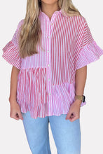 Load image into Gallery viewer, Striped Button Up Flounce Sleeve Shirt
