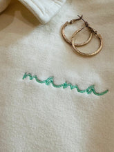 Load image into Gallery viewer, Ivory Dainty Mama Embroidered Split Neck Sweatshirt
