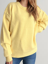 Load image into Gallery viewer, Round Neck Dropped Shoulder Long Sleeve Sweater
