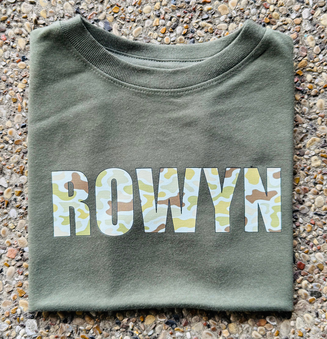 Kids Custom Name Camo Tee