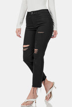 Load image into Gallery viewer, Zenana Distressed Raw Hem Cropped Jeans
