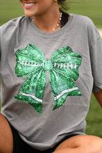 Load image into Gallery viewer, Green Faux Glitter Football Bow
