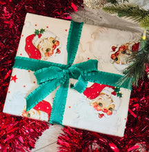 Load image into Gallery viewer, RTS Vintage Santa Stars Wrapping Paper Roll
