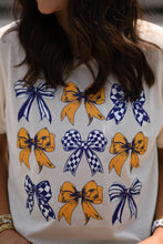 Load image into Gallery viewer, Purple and Gold Bows Tee
