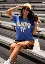 Load image into Gallery viewer, Game Day Gingham Bow Royal Tee
