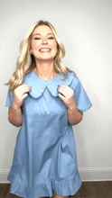 Load image into Gallery viewer, Chambray Dress with Wide Collar
